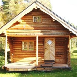 Timber cabin in the garden.