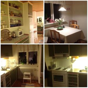 Collage of photos of the kitchen
