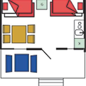 Ferienhaus Typ 6 (4 Betten, 14 m², ohne WC/Dusche)