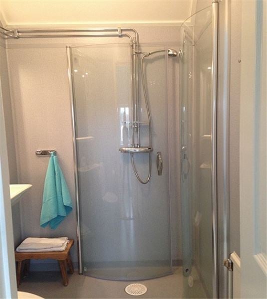 Bathroom with a shower. 