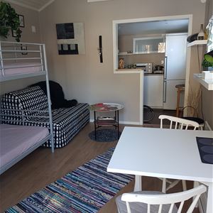 Furnished room with bunk beds