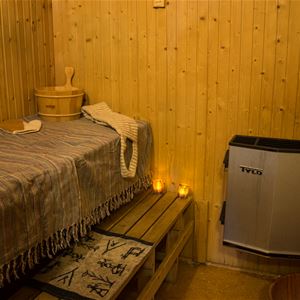 Sauna with candles.