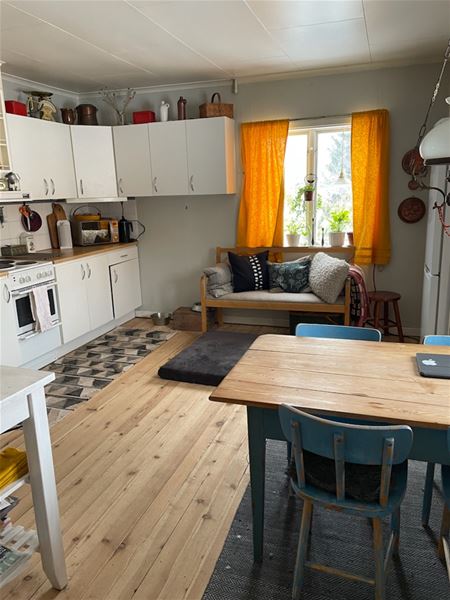Kitchen with dining table.  