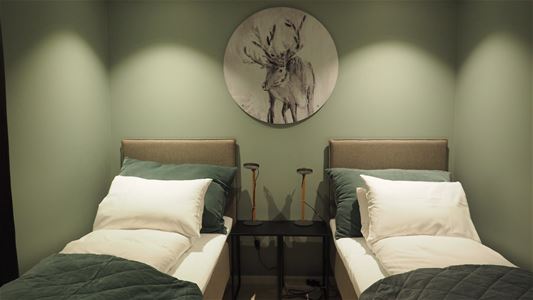 Two single beds in a room