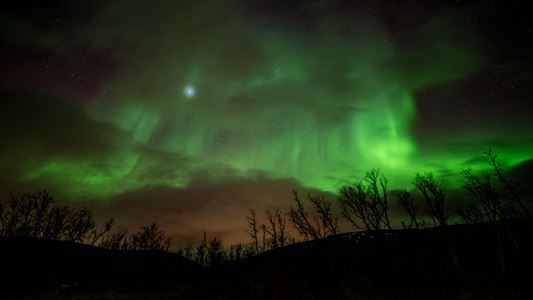 The Moon and Northern lights