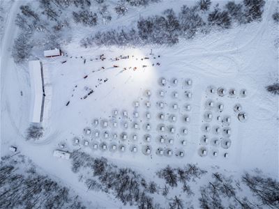 Flyfoto av campen på Camp Tamok