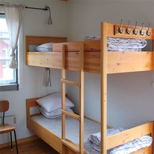 Room with bunk beds.