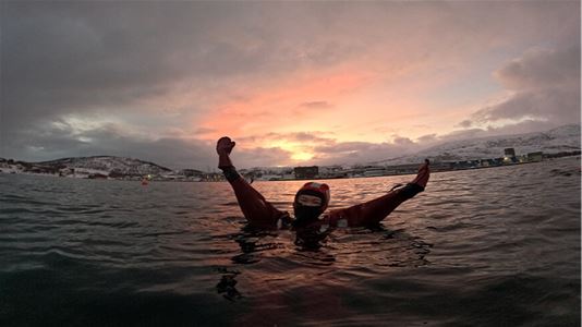 A guest floating in the water