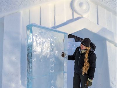 Opening the ice door