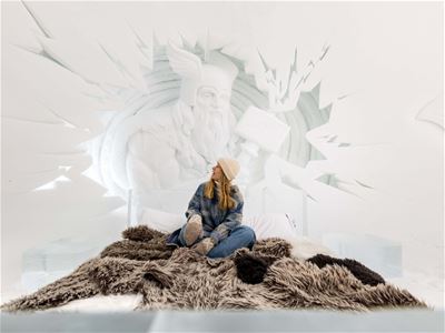 Et kunstverk inne i Tromsø Ice Domes