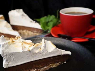 Cake and hot drink from local conditori