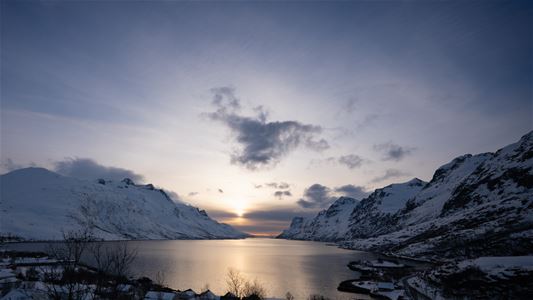 View of a fjord and montains