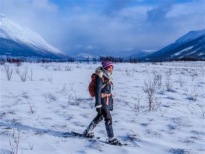 A person with snowshoes