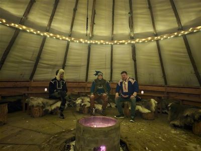 Sami People in a Lavvo
