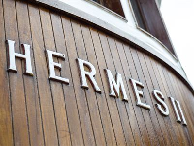 Hermes ll logo on boat