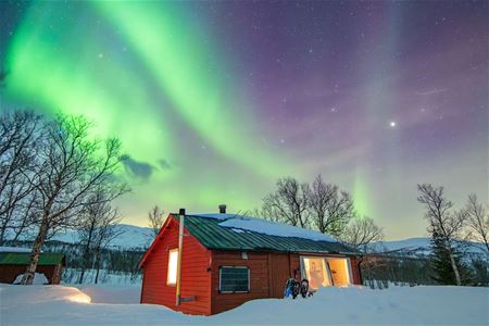 Cabin under the northern lights