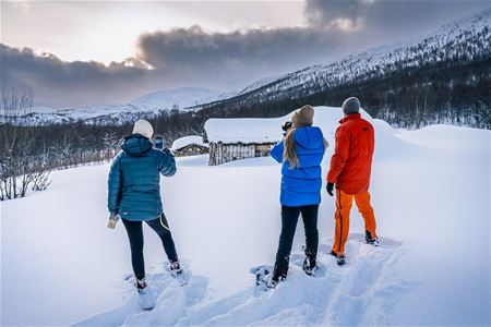 People in the snow taking pictures of the landscape