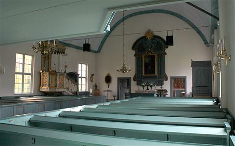 The church benches.