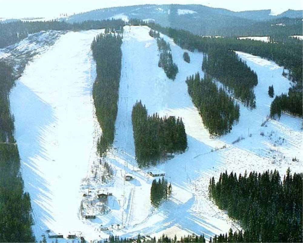 View of ski slopes.