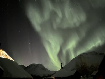 cabins and northern lights