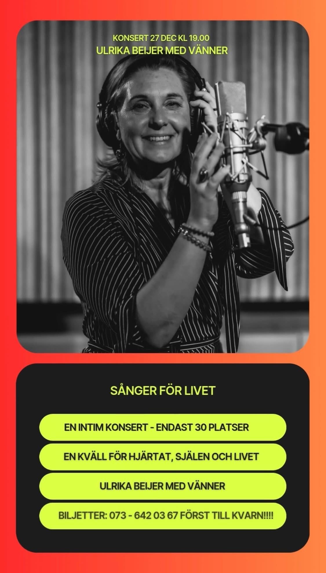 Sånger för livet - konsert med Ulrika Beijer
