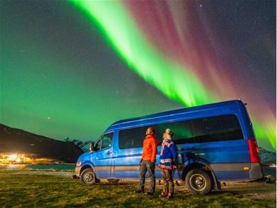 The Lights float over the mini-bus