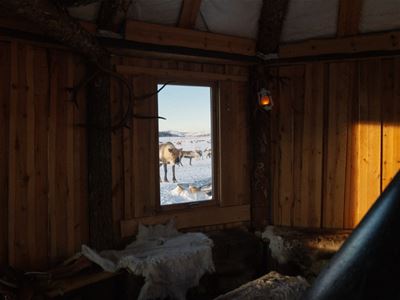 The inside of a lavvo