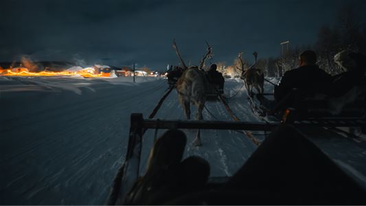 Perspektiv fra person som sitter på sleden