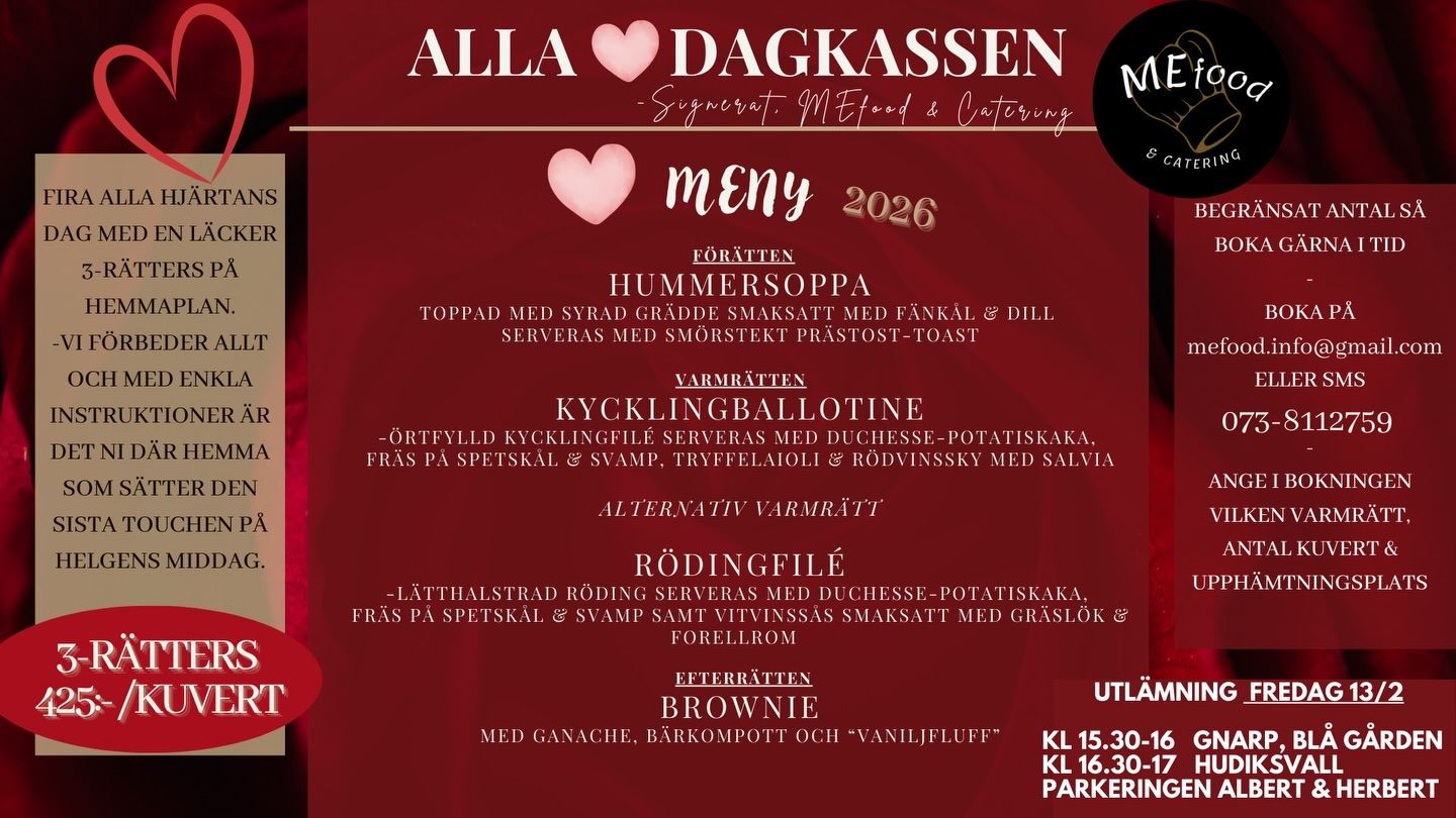 Alla hjärtans Dag - cateringerbjudande MEFood