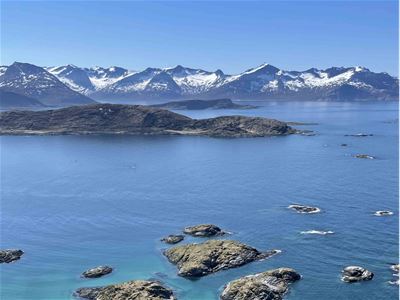 Coastal view and mountains