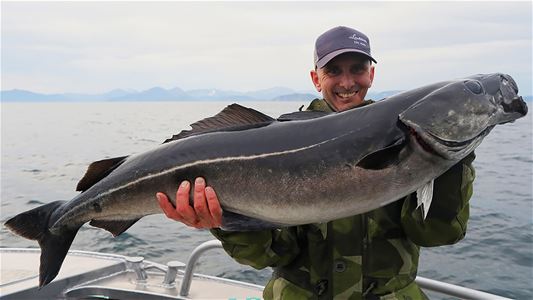A person holding a large fish
