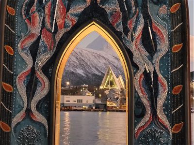 View of the Arctic Cathedral from the Gateway to the Arctic