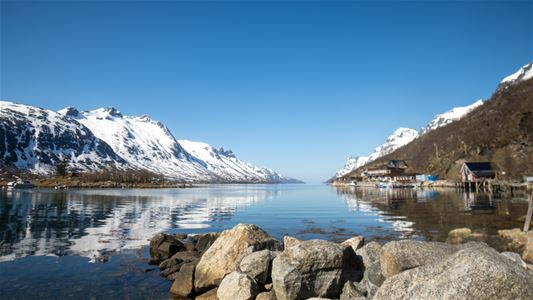 A fjord with mountains on both sides