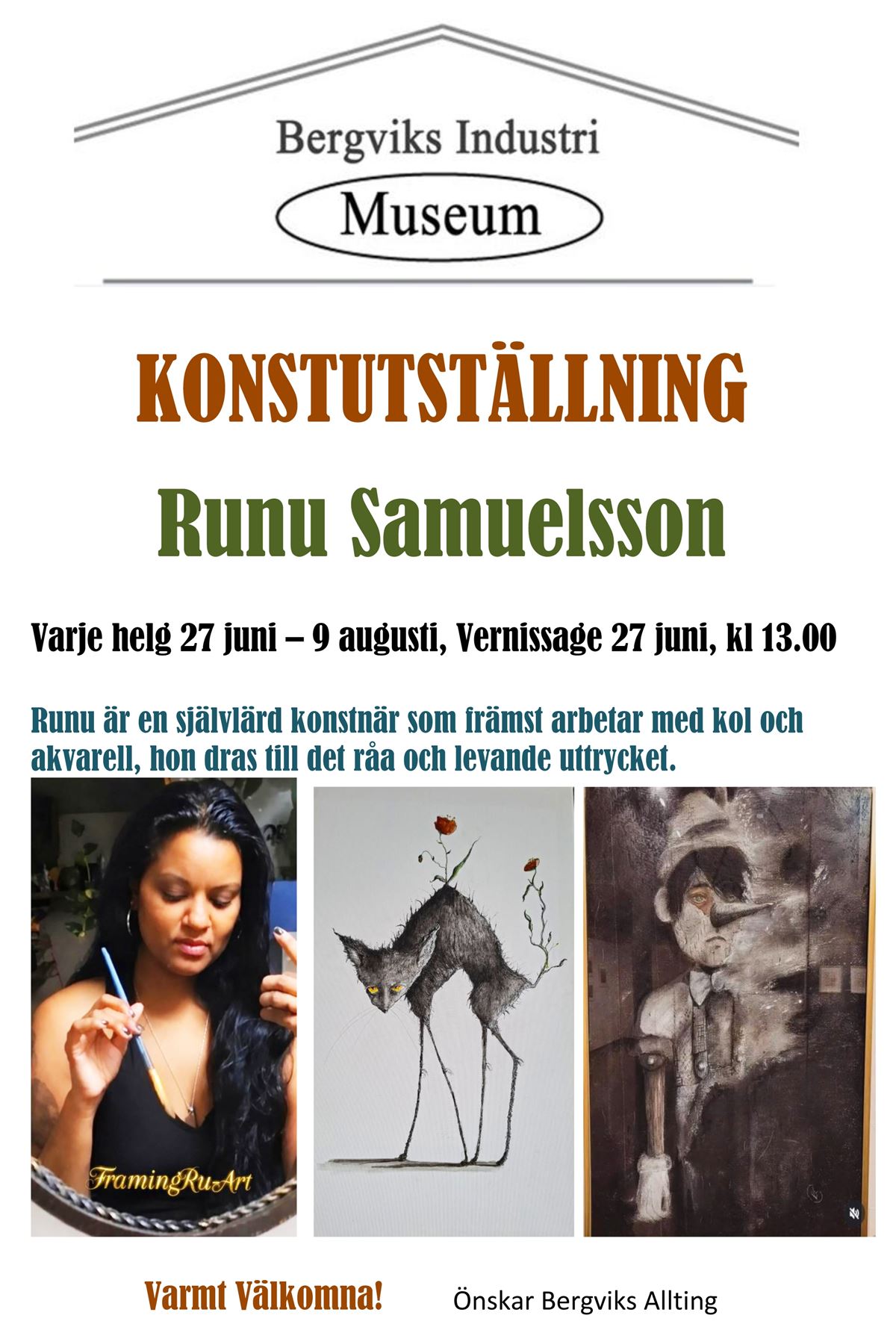 Konstutställning av Runu Samuelsson på Bergviks Industrimuseum varje helg 27 juni - 9 augusti, kl 12 - 16.00 image 1