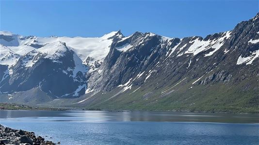 View of a fjord and mountains