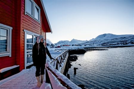 A person standing outside in winter, enjoying the view