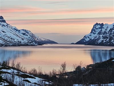 A fjord surrounded by mountains