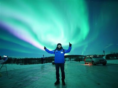 Guest under the northern lights