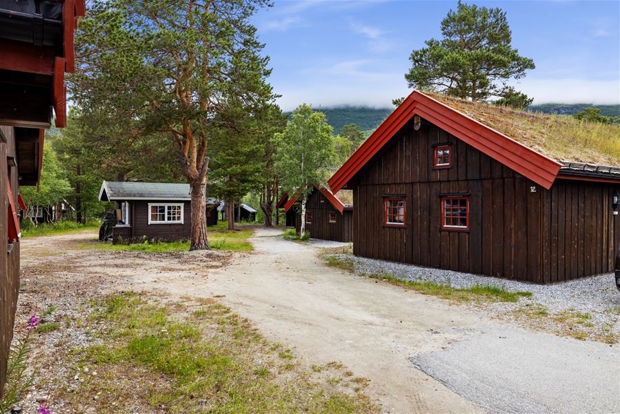 Bjorliheimen Fjellhotell utside tømmerhytte
