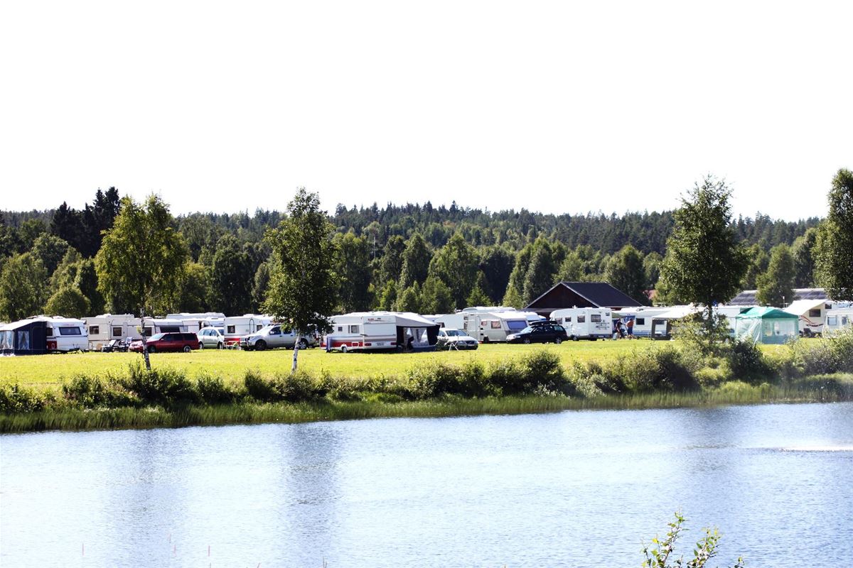 Caravans by the river.