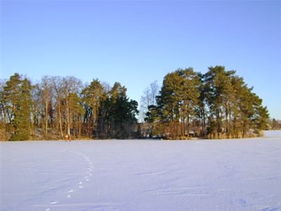The island Lindön in winter view.