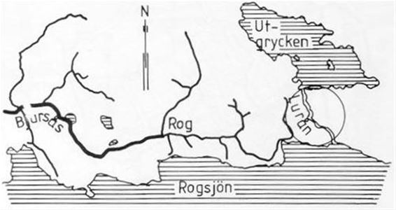 Drawn map showing where Lurån is located.