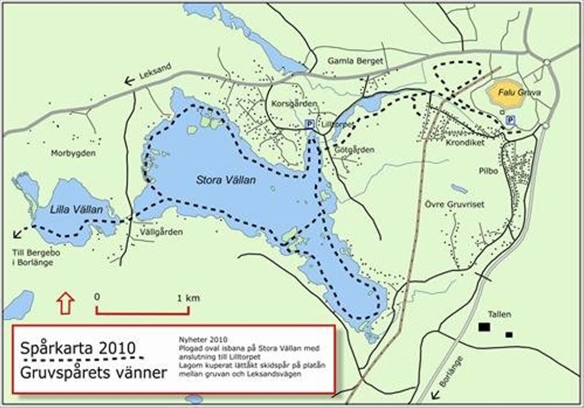 Map of Gruvspårets cross-country ski trail.