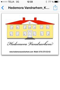 Hedemora vandrarhem's logo with a yellow house.