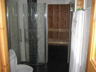 Bathroom with a sauna.