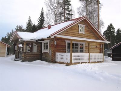Log cabin, two floors with a veranda.