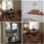Collage från rummen med fåtölj och litet bord, sänggavel med snickarglädje, utsikt genom ett fönster samt vy över ett rum med våningssäng, dubbelsäng, bord och pallar. 