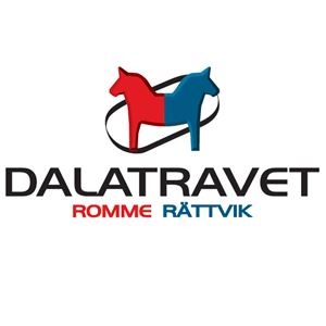 Logga med två målade hästar med texten Dalatravet Romme Rättvik.