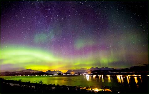 Northern lights by the coast