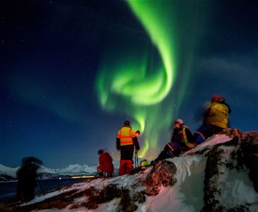 Guests taking pictures of the Northern lights